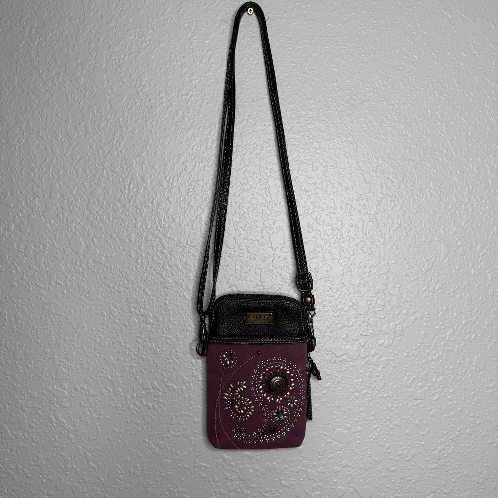 Chala Dazzled Purple Paisley Cell Phone Crossbod Purse adustable‎ strap in - Picture 12 of 15